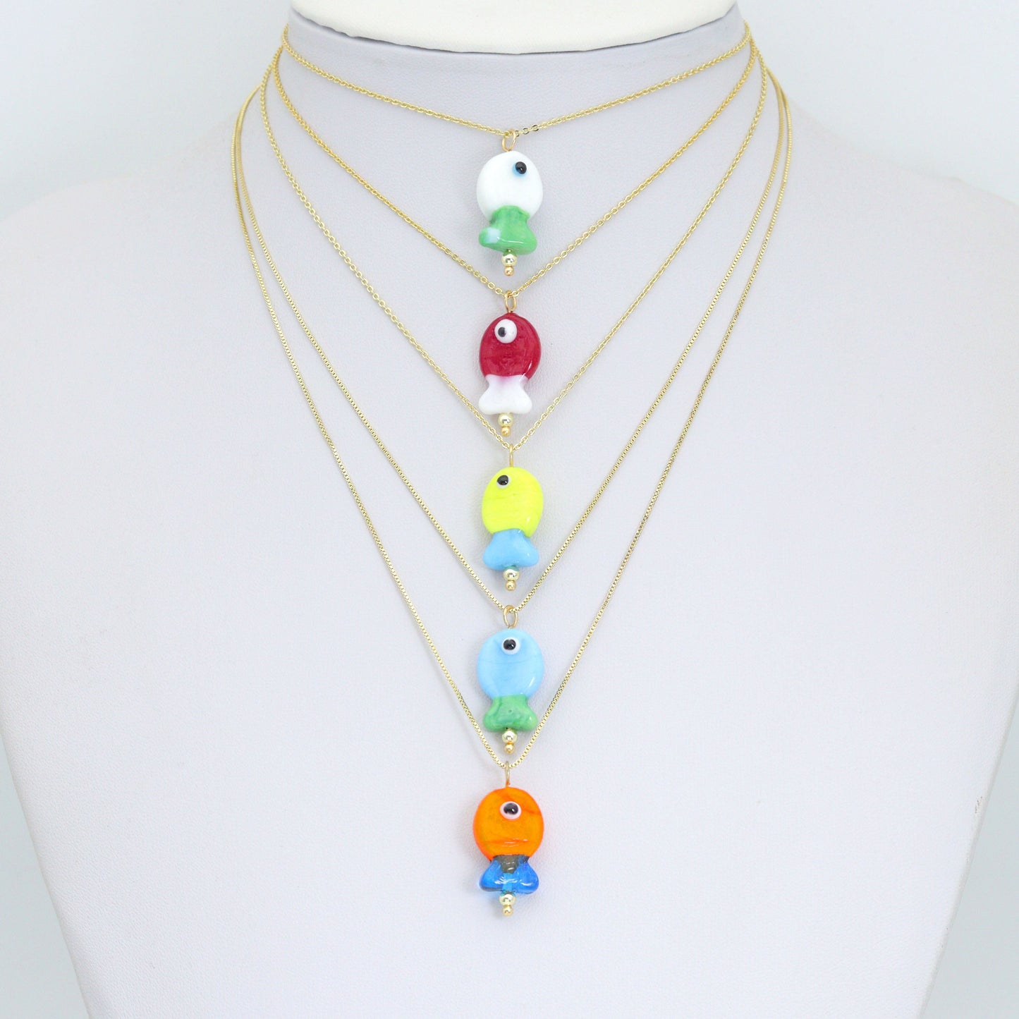 Coloful Fish Charm Pendant-handmade ocean-inspired pendant, Sku#EF828