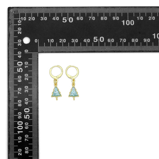 Abalone Mother of Pearl Cedar Tree Hoop Earrings, Christmas tree earrings, Sku#EF831