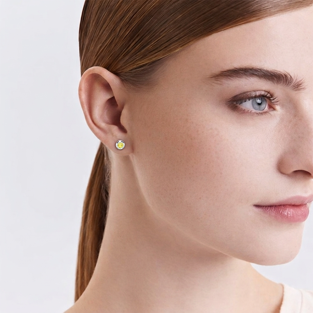 ER002WY B.Tiff .05ct Yellow Pavé Solitaire Stud Earrings