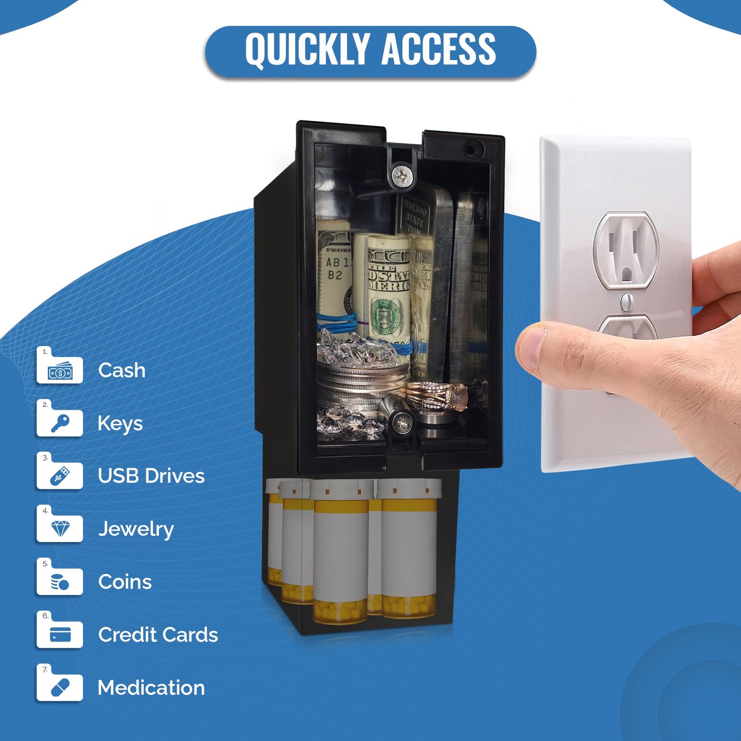 Code Safe Discreet Wall Outlet Diversion Safe - Hidden Home Safe for Discreet Security Wa ...
