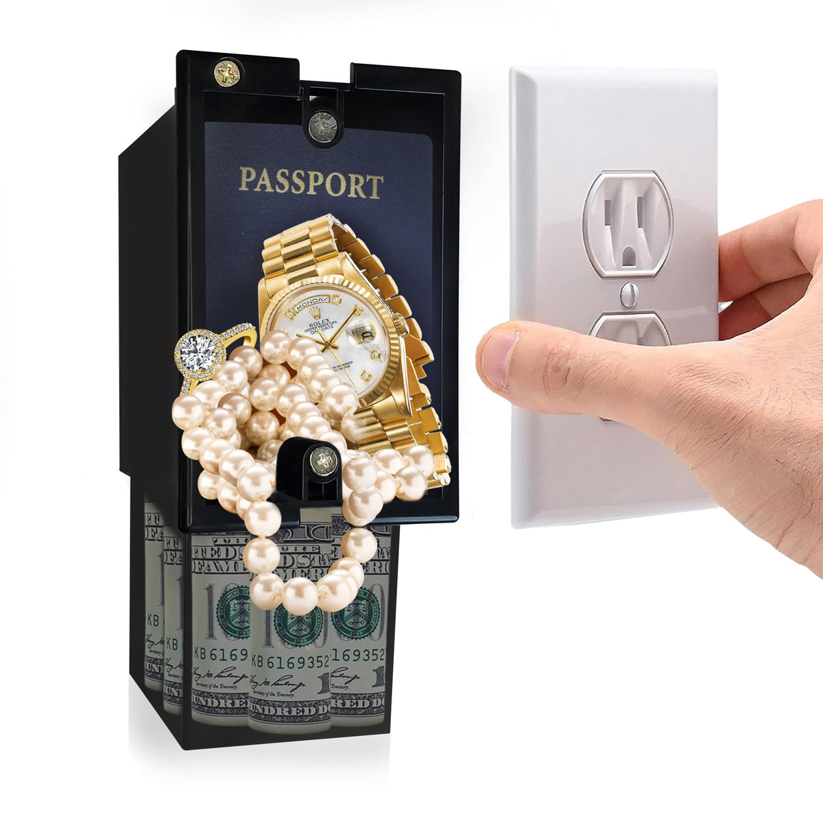 Code Safe Discreet Wall Outlet Diversion Safe - Hidden Home Safe for Discreet Security Wa ...