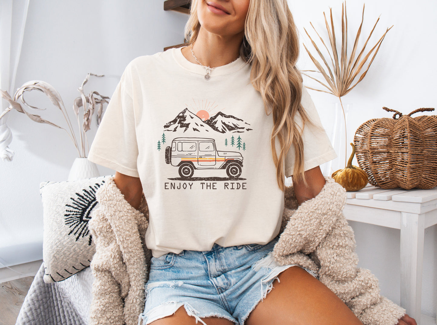 Enjoy the Ride Camping Hiking Mountain Nature Comfort Colors T Shirt