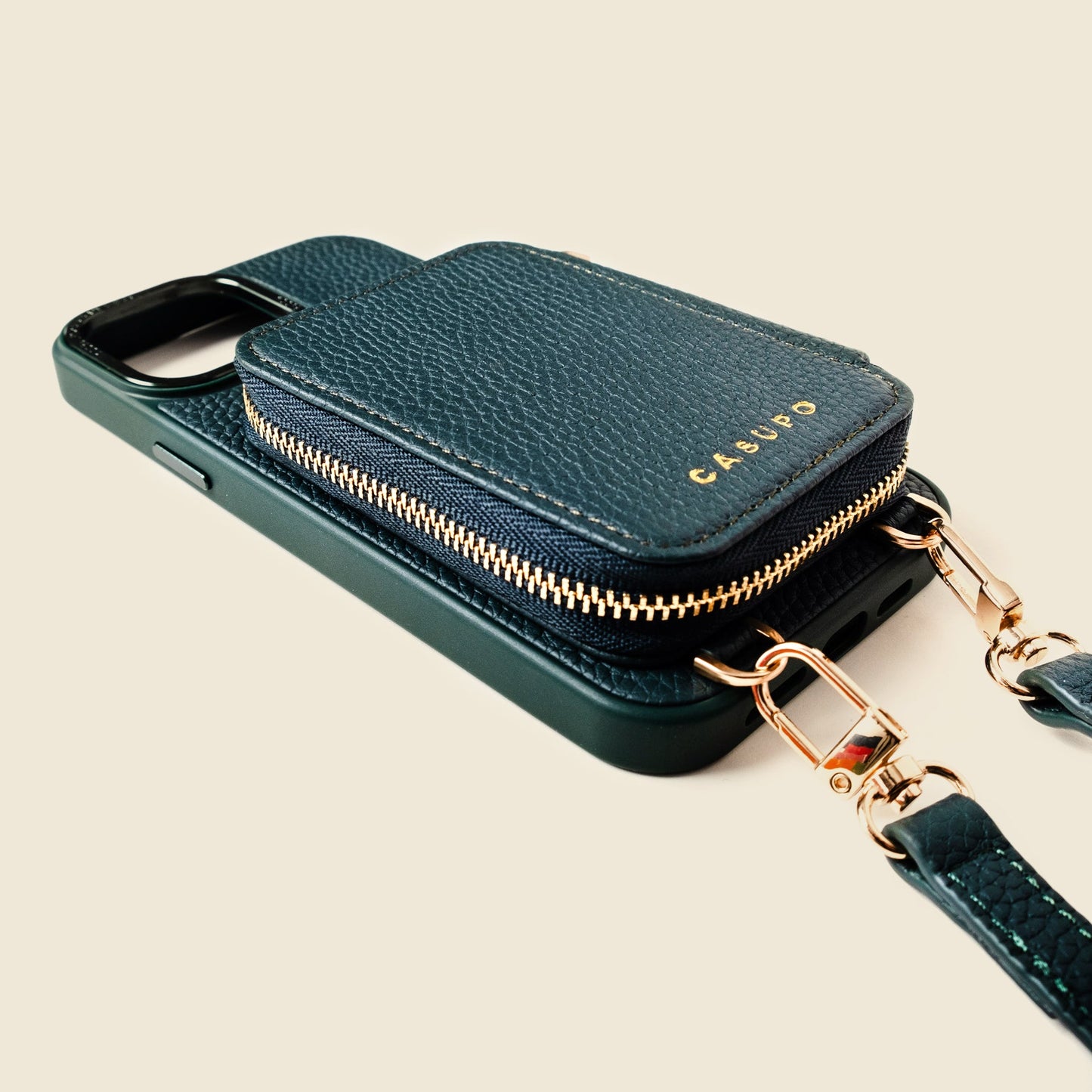 iPhone Case and Wallet with Long Strap - Forest