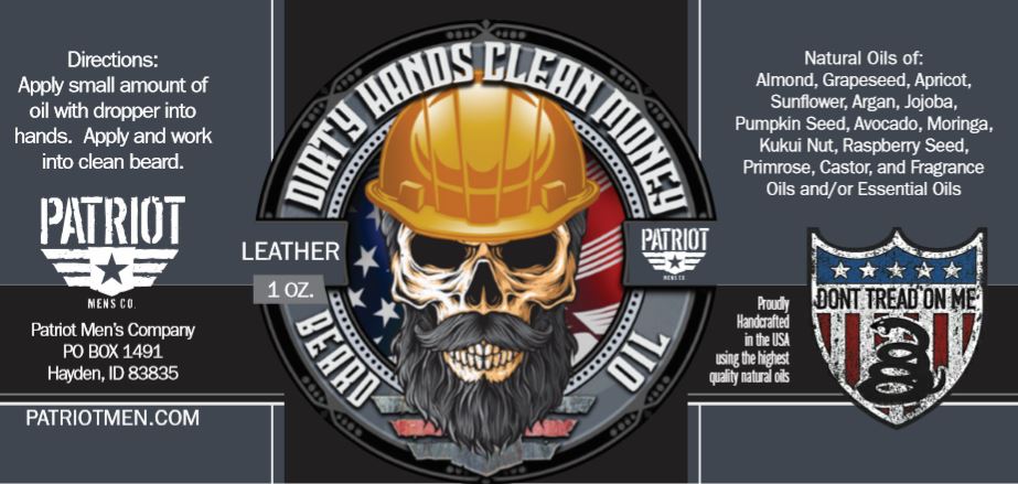Dirty Hands Clean Money 1oz Natural Beard Oil  Leather and Oakmoss