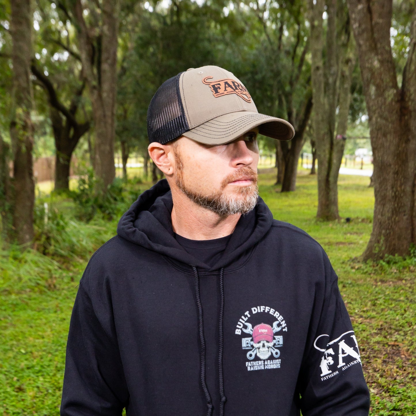 FARM Leather Patch Hat - Military Green/Black