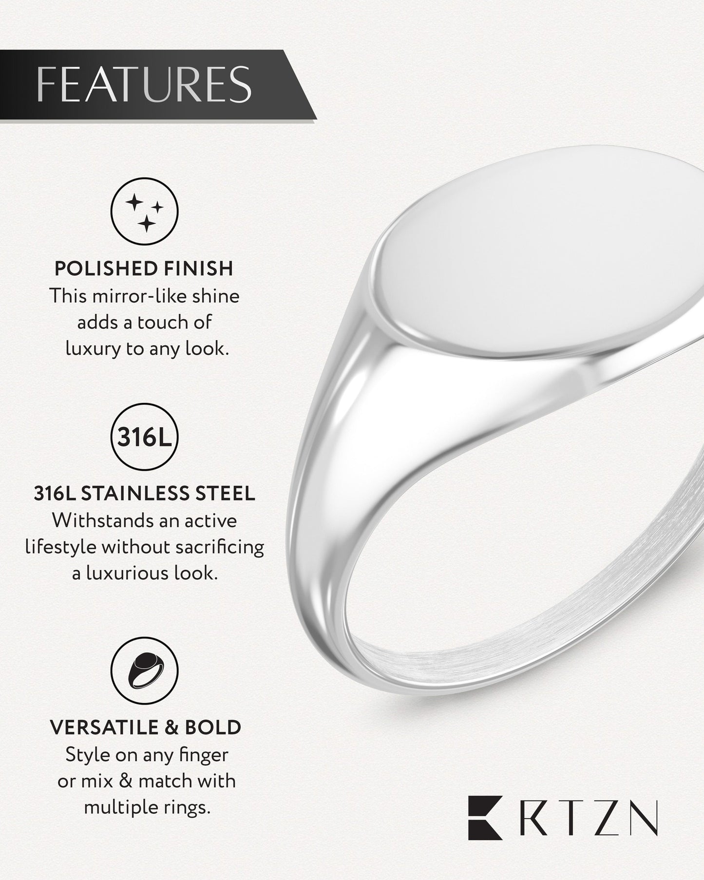 Silver Round Signet Rings (Polished)