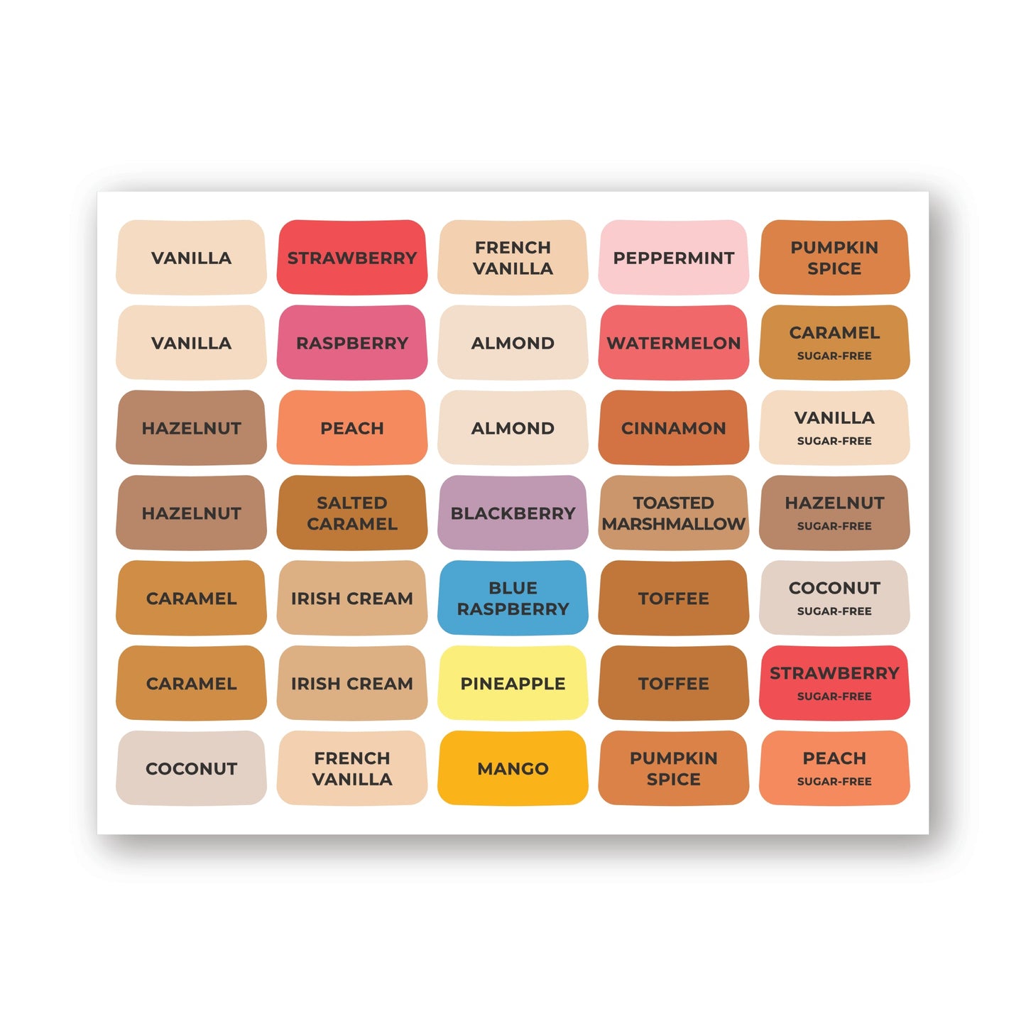 Bottle Flavor Tag Sheet