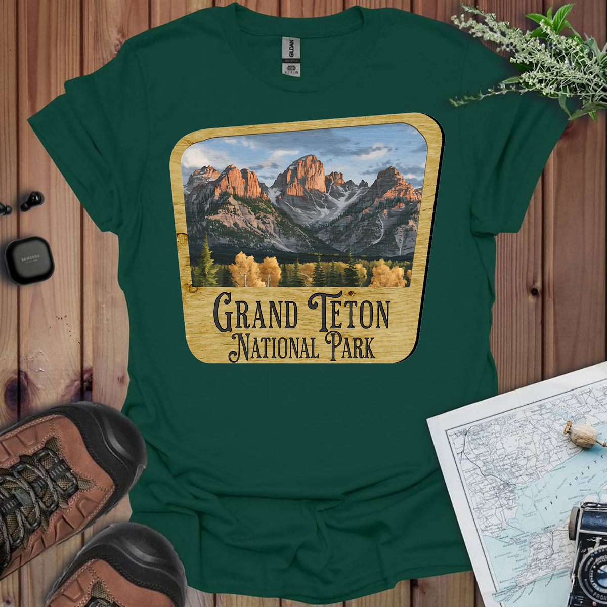 Grand Teton National Park T-Shirt Wood Sign