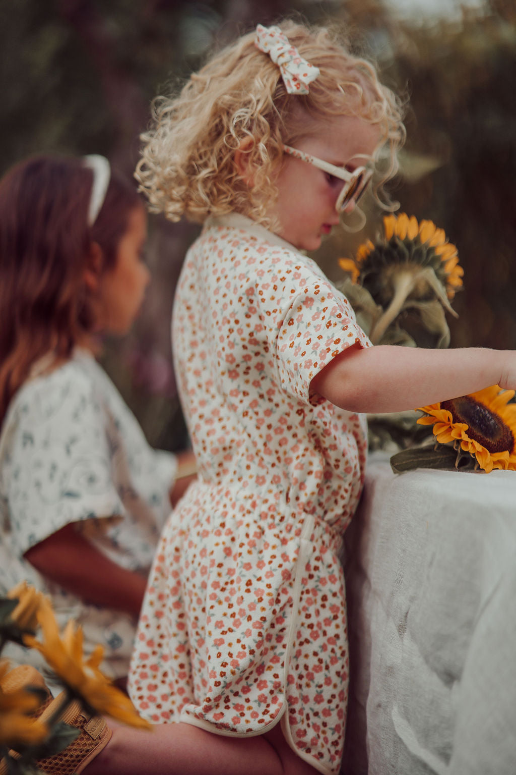 Retro Shorts | Organic Cotton Terry - Sunset Meadow