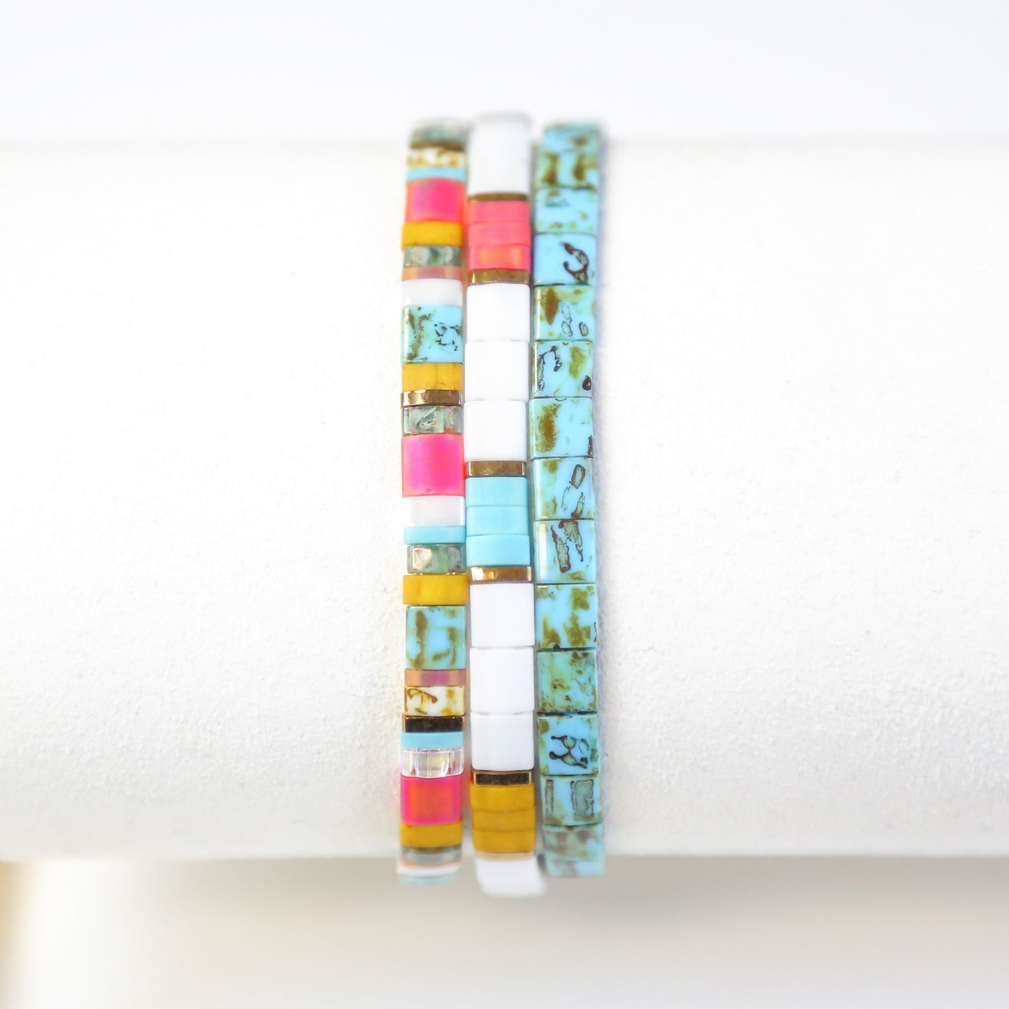 GETAWAY - 3 Tila Bead Bracelet Stack