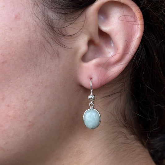 Jade and Sterling Silver Dangle Earrings