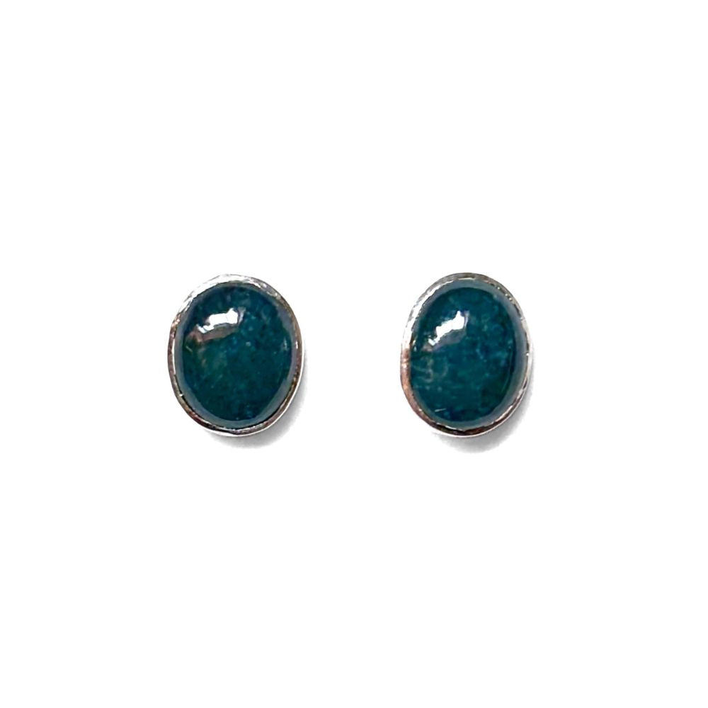 Jade and Sterling Silver Stud Earrings