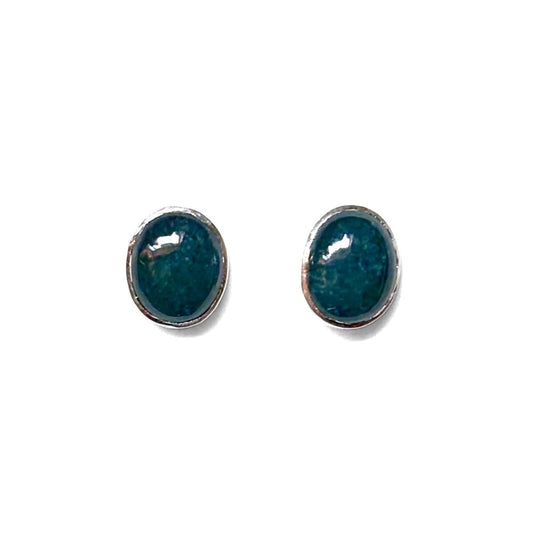 Jade and Sterling Silver Stud Earrings