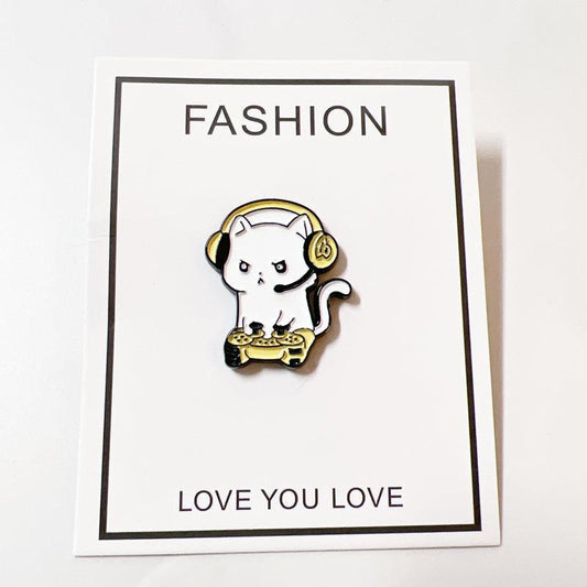 Gamer Cat Enamel Pin for Jackets, Bags, and Cat Lovers