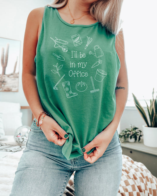 I’ll Be in My Office Gardening Comfort Colors Tank Top – Plant Nature Garden Lover Graphic