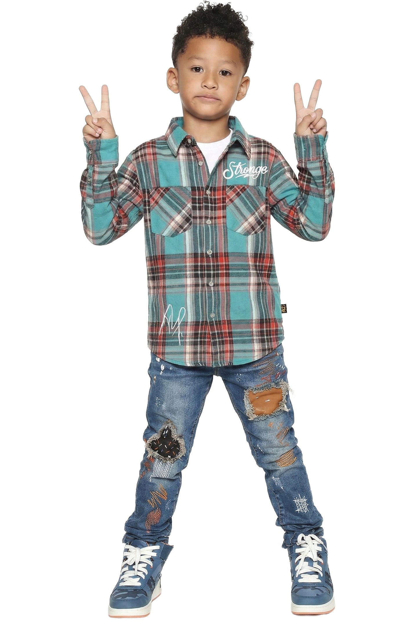MARZI Kid's Premium Flannel Button Down Shirt