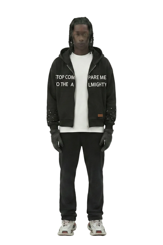 KARAN French Terry Long Sleeve Crop Top Full Zip Hoodie
