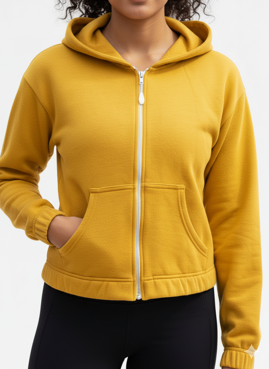 CROPPED ELASTICIZED HOODIE JACKET
