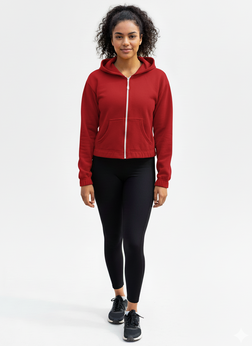CROPPED ELASTICIZED HOODIE JACKET