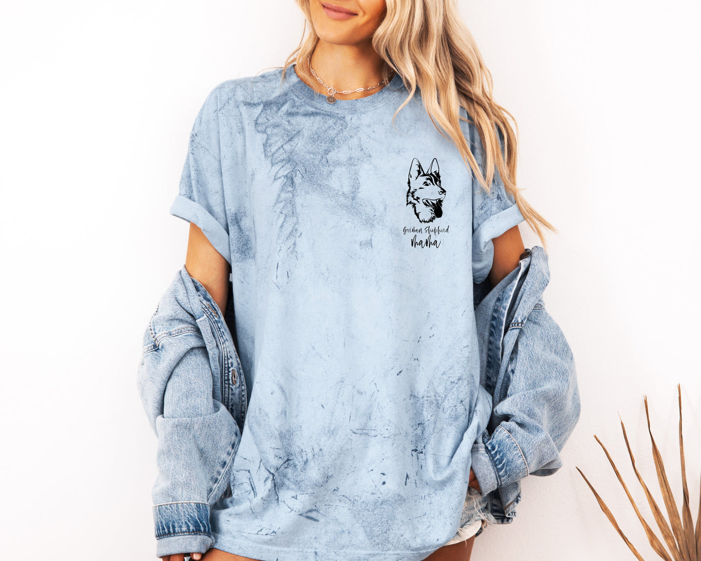 German Shepherd Dog Mom Comfort Colors T Shirt (left chest)