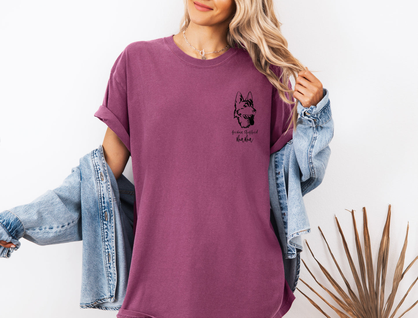 German Shepherd Dog Mom Comfort Colors T Shirt (left chest)