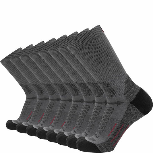 8 Pairs Graphite - Hike Crew Midweight Merino Wool Sock