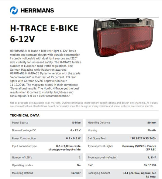H-Trace E-Bike Taillight