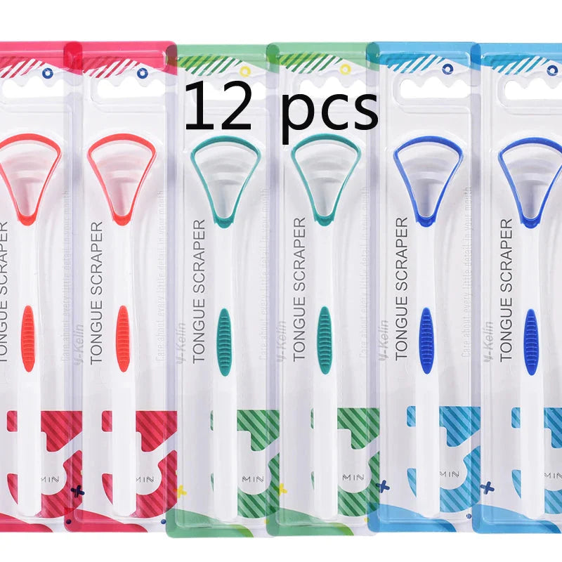 Silicone Tongue Scraper & Cleaner Brush - Fresh Breath Oral Care Tool, 1/3/6/12 Pack
