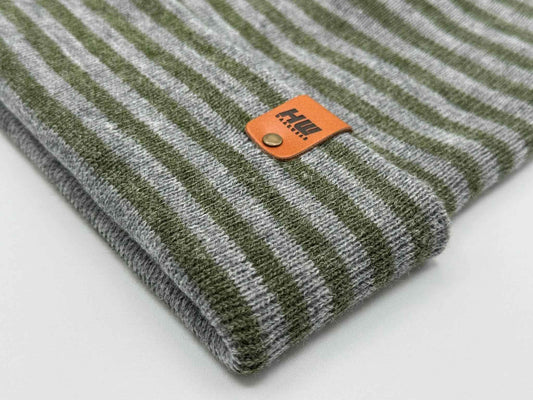HAAKWEAR Traditional Classic RORO Cuffed Beanie / Hat - Gray / Green, Made in USA