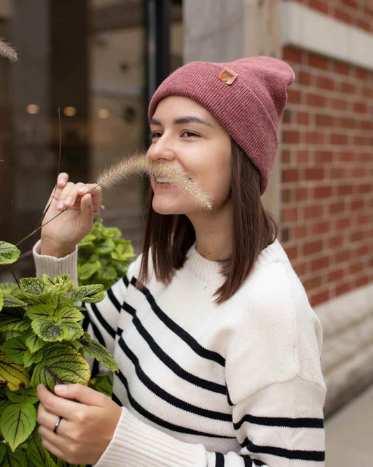 HAAKWEAR Traditional Rusty Burgundy Beanie | Classic Cuffed Knit Hat | Made in USA