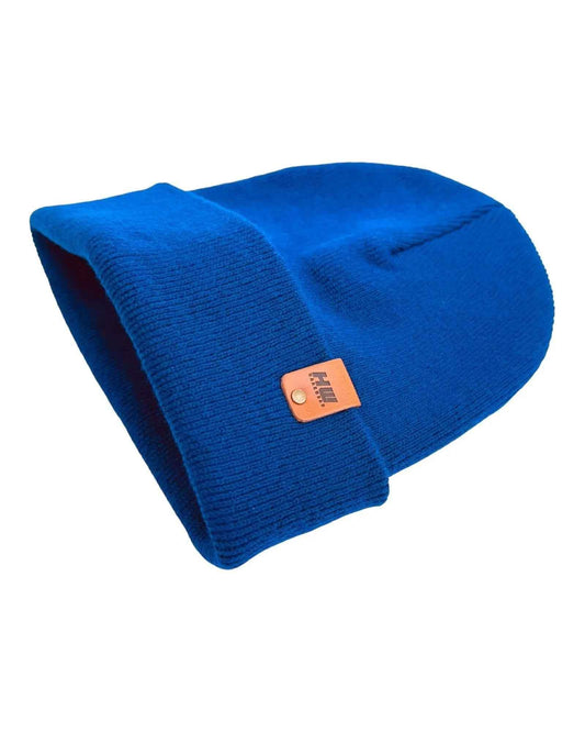 HAAKWEAR Traditional Sapphire Blue Beanie | Classic Cuffed Knit Hat | Made in USA