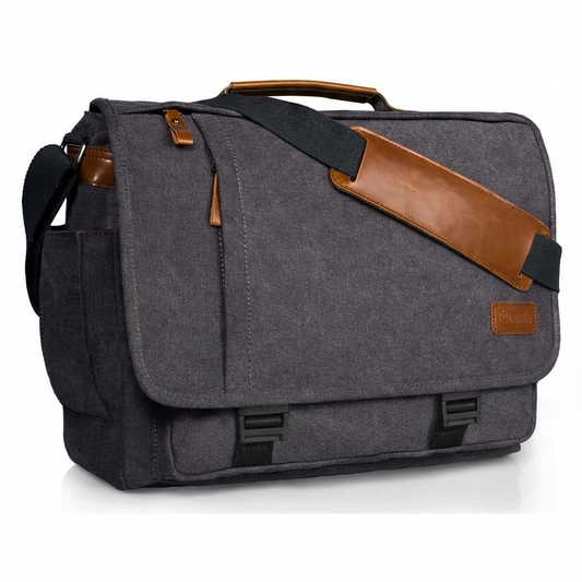 Men’s Canvas Messenger Bag – Water-Resistant Laptop Ready