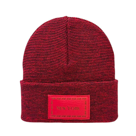 Haakwear Traditional New York Classic Fusion Cuffed Beanie / Hat, Made in USA (Limited Edition) - Black / Red Fusion