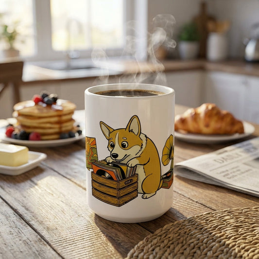 Hi-Fi Hounds - Crate Digger Corgi 15oz Mug