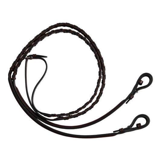 Huntley Equestrian Fancy Stitched Rubber Lined Laced Reins, Size Full
