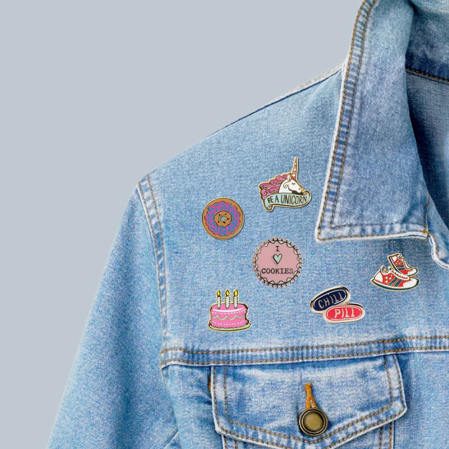 I Hope Your Birthday Is Lit Cake Enamel Pin on Gift Card