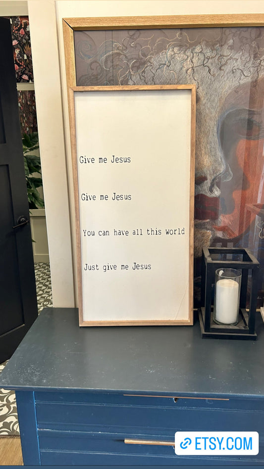 Just give me Jesus minimalist room decor wooden sign