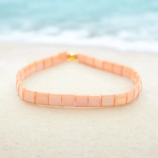 PEACHY CORAL - Tila Bead Bracelet | Single Mack & Rex