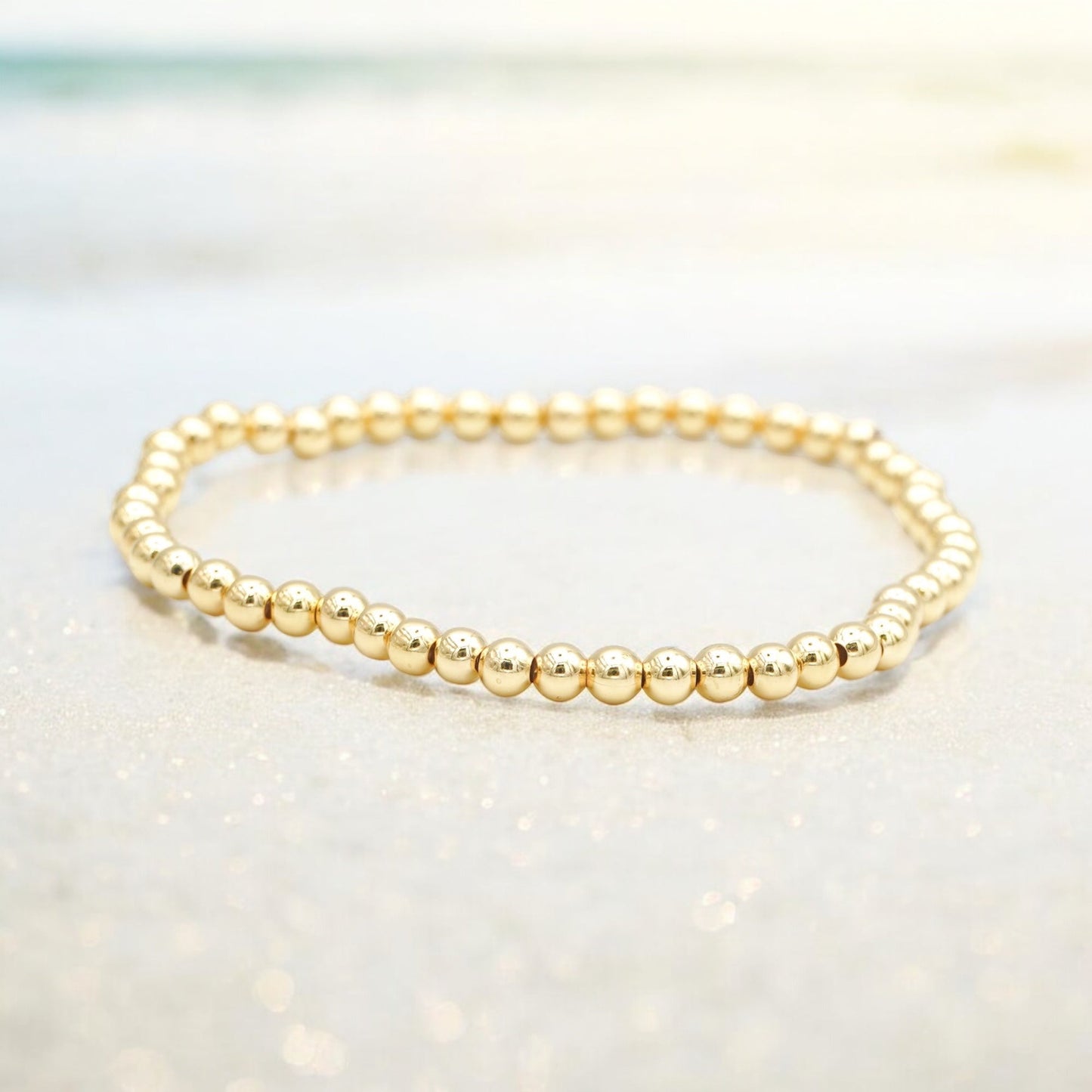 ROYAL CHARM - 18K Gold 4mm Gold Ball Stretch Bracelet
