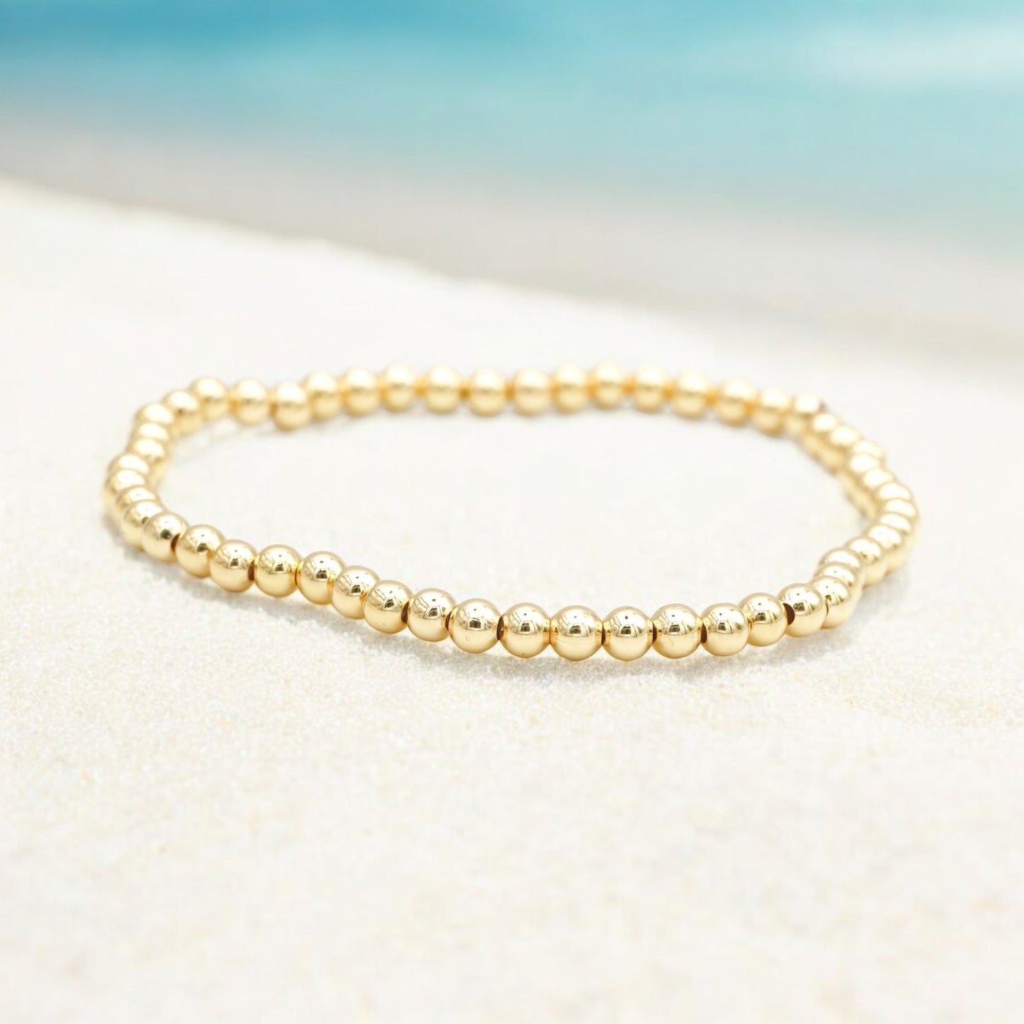 ROYAL CHARM - 18K Gold 4mm Gold Ball Stretch Bracelet