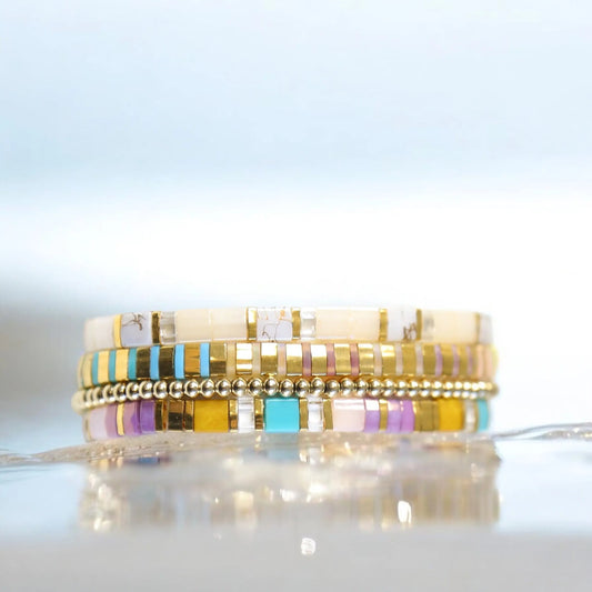 JERSEY GIRL - 4 Tila Bead Bracelet Stack Mack & Rex