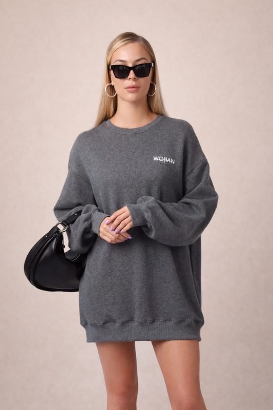 Oversized Sweatshirt Dress - Heather Gray