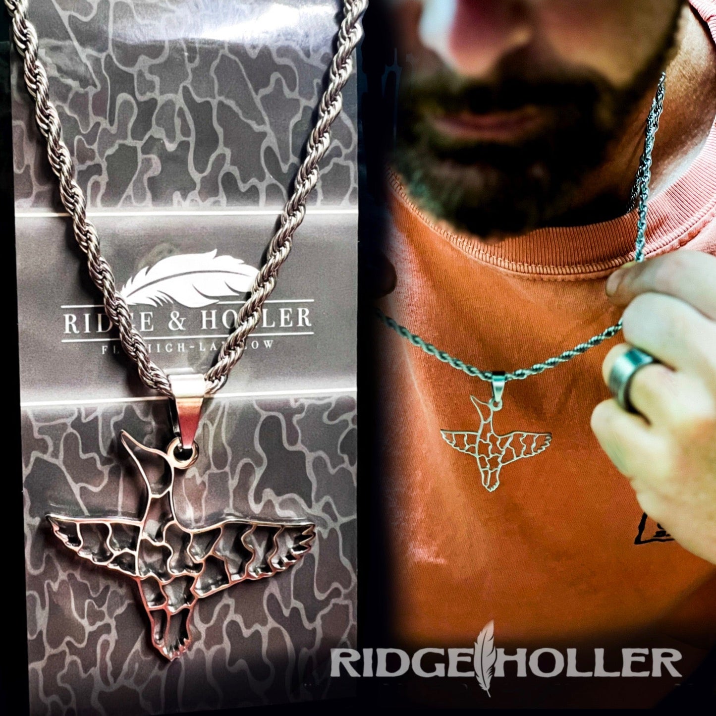 Camo Duck- Stainless Steel Necklace and Pendant *PREORDER*