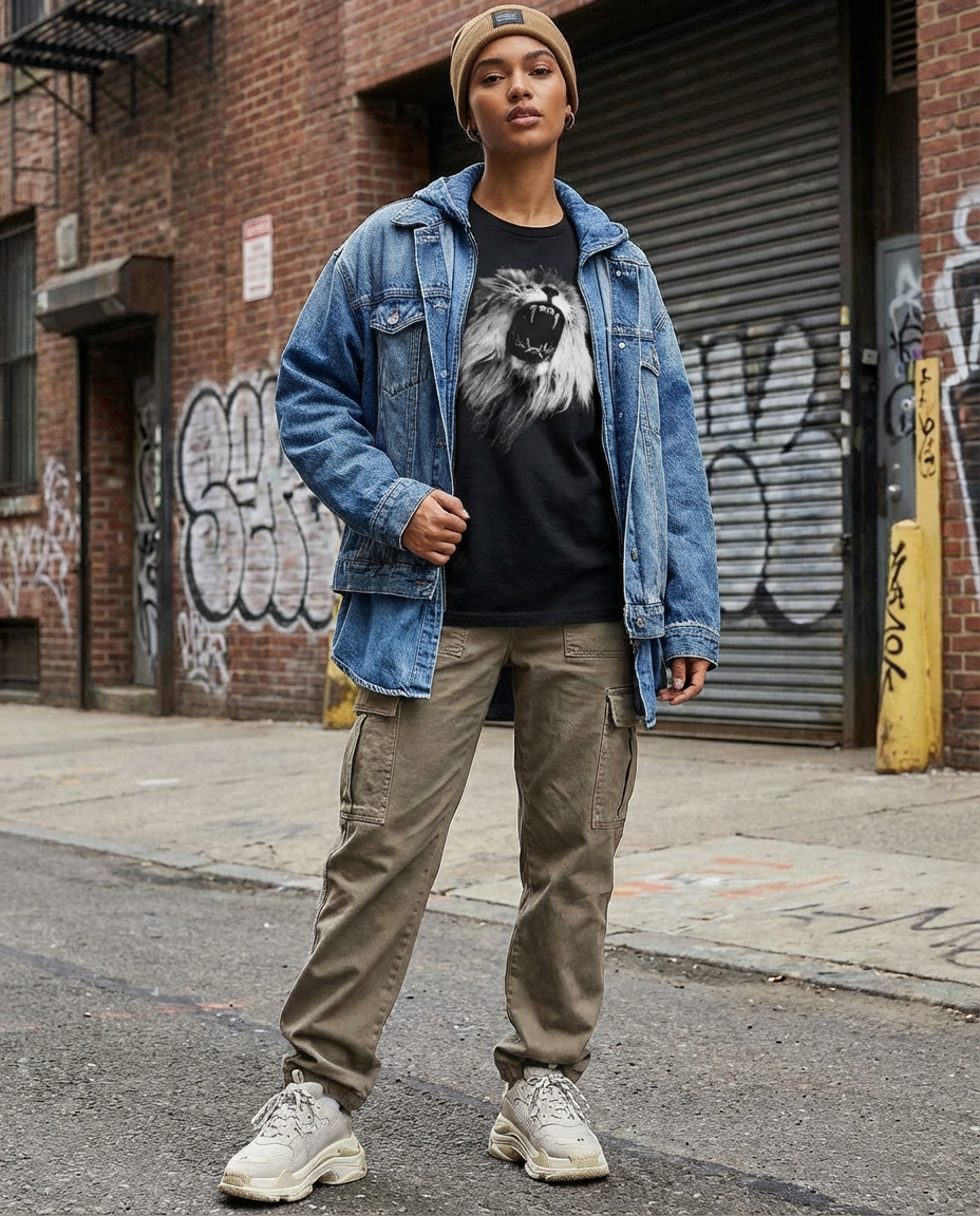 Majestic Lion, Wildlife Conservation, Cozy Casual Wear, Moss Apparel, Unisex T-Shirt