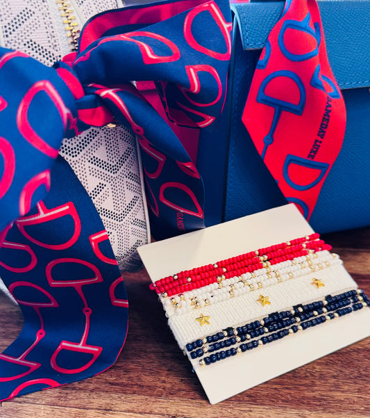 The Gameday Signature  Scarf- Navy, Red And White