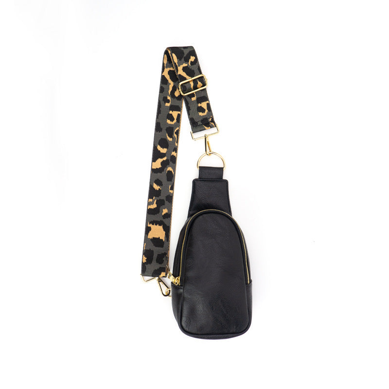 The Atlas | Zippered Sling Bag (Black) - Pick Your Strap