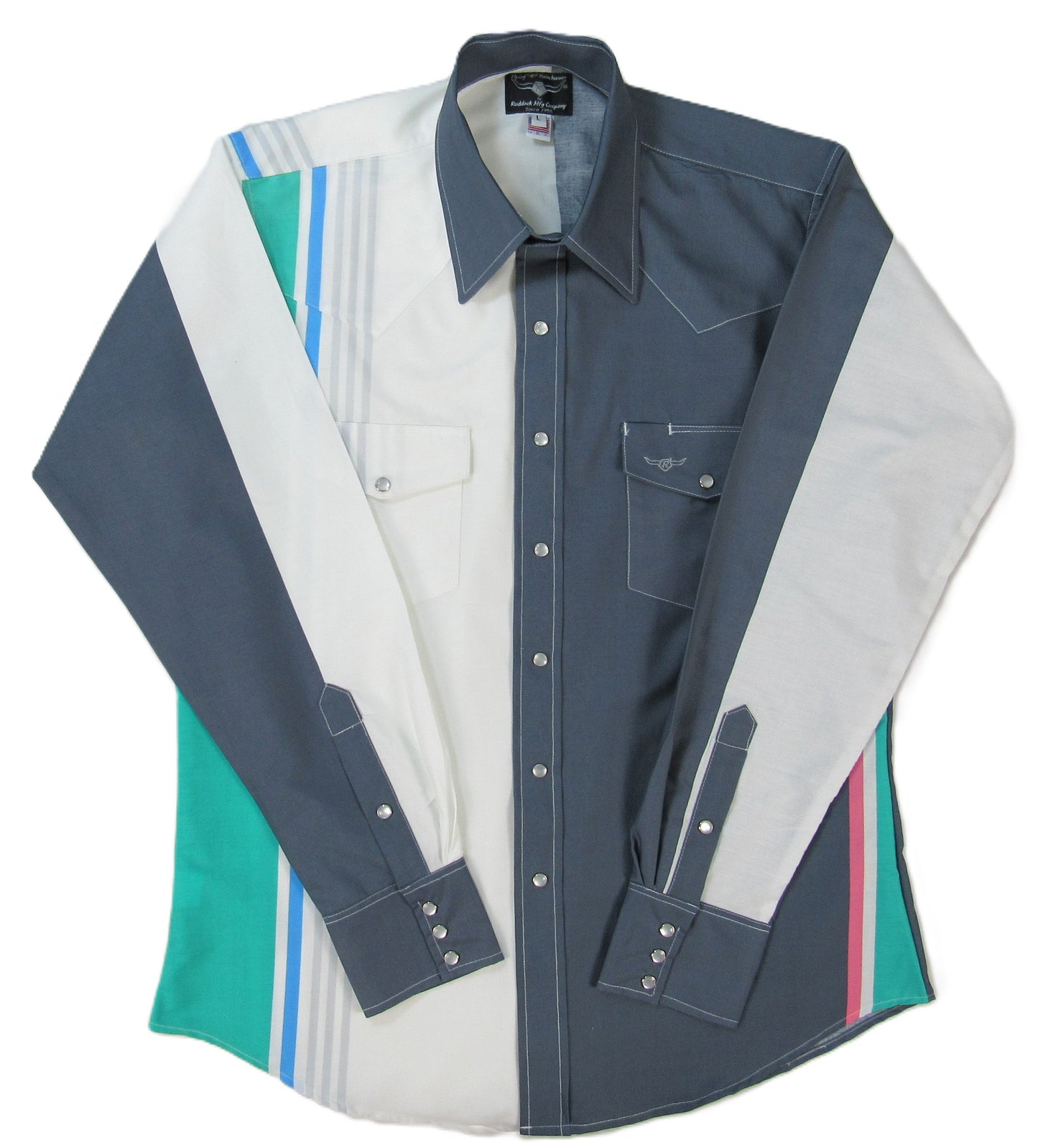 Flying R Ranchwear - Cantina Collection - Gray Retro Stripe - Long Sleeve - Classic Fit