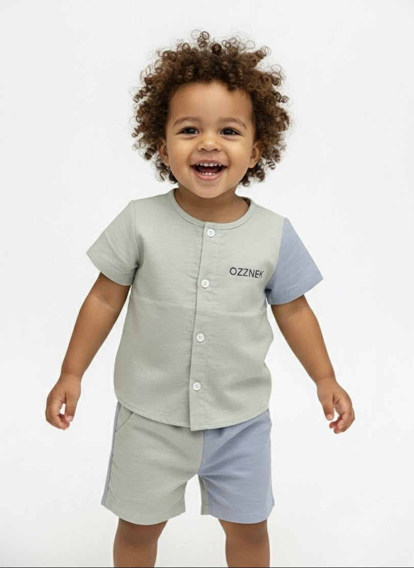 Sage Green Two-Piece Boys Linen Summer Set – Neutral Spring Outfit