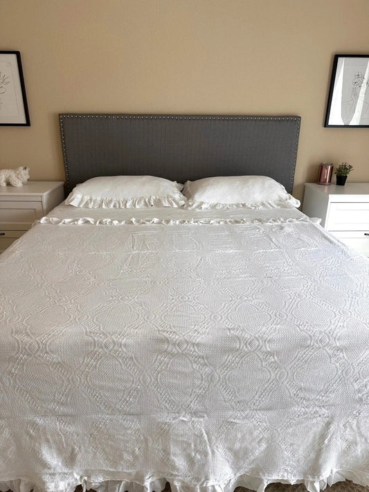 Bedspread Set Bedspread - Cotton White Lace - With Matching Shams