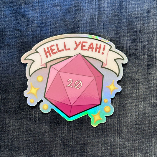 Hell Yeah! Nat 20! Metallic Vinyl Sticker – Celebrate Your Critical Triumph
